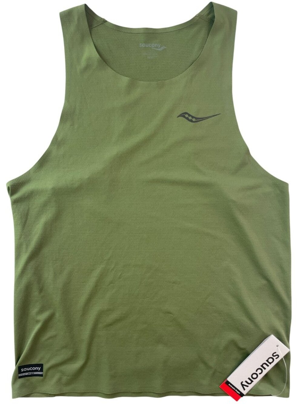 Saucony Endorphin Singlet Olive Green Lightweight Running Tank Top Mens Sz S NWT
